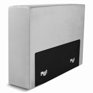 Moduł: tapicerowane oparcie 80 LEON w kolorze jasnoszarym z metalowymi łącznikami – segment do zestawu mebli modułowych 