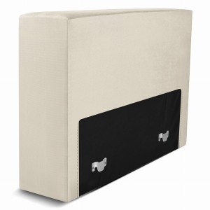 Moduł: tapicerowane oparcie 80 LEON w kolorze kremowym z metalowymi łącznikami – segment do zestawu mebli modułowych