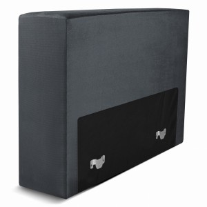 Moduł: tapicerowane oparcie 80 LEON w kolorze ciemnoszarym z metalowymi łącznikami – segment do zestawu mebli modułowych