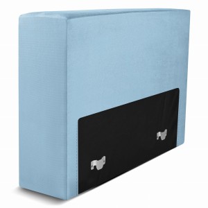 Moduł: tapicerowane oparcie 80 LEON w kolorze jasnoniebieskim z metalowymi łącznikami – segment do zestawu mebli modułowych