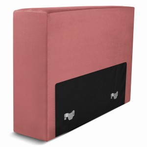 Moduł: tapicerowane oparcie 80 LEON w kolorze różowym z metalowymi łącznikami – segment do zestawu mebli modułowych