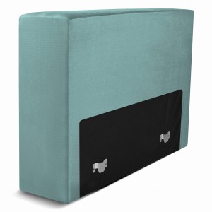 Moduł: tapicerowane oparcie 80 LEON w kolorze morskim z metalowymi łącznikami – segment do zestawu mebli modułowych