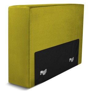 Moduł: tapicerowane oparcie 80 LEON w kolorze oliwkowym z metalowymi łącznikami – segment do zestawu mebli modułowych