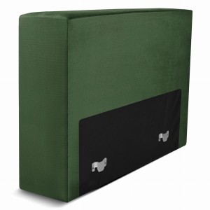 Moduł: tapicerowane oparcie 80 LEON w kolorze ciemnozielonym z metalowymi łącznikami – segment do zestawu mebli modułowych 