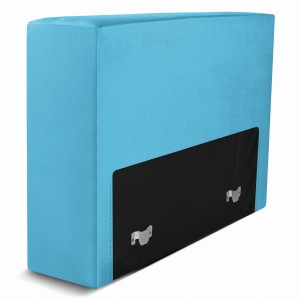 Moduł: tapicerowane oparcie 80 LEON w kolorze jasnoniebieskim z metalowymi łącznikami – segment do zestawu mebli modułowych