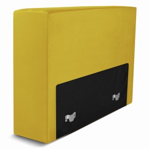 Moduł: tapicerowane oparcie 80 LEON w kolorze żółtym z metalowymi łącznikami – segment do zestawu mebli modułowych