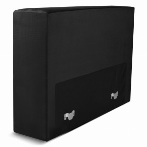 Moduł: tapicerowane oparcie 80 LEON w kolorze czarnym z metalowymi łącznikami – segment do zestawu mebli modułowych