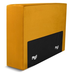 Moduł: tapicerowane oparcie 80 LEON w kolorze miodowym z metalowymi łącznikami – segment do zestawu mebli modułowych