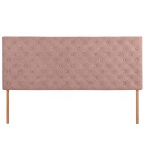 Wezgłowie tapicerowane do łóżka 160 x 60 cm w kolorze różowym z nóżkami – pikowane wezgłowie z guzikami, z tkaniny welurowej