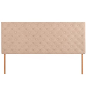 Wezgłowie tapicerowane do łóżka 160 x 60 cm w kolorze beżowym z nóżkami – pikowane wezgłowie z guzikami, z tkaniny welurowej 