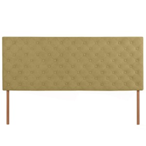 Wezgłowie tapicerowane do łóżka 160 x 60 cm w kolorze żółtym z nóżkami – pikowane wezgłowie z guzikami, z tkaniny welurowej 