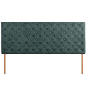 Wezgłowie tapicerowane do łóżka 160 x 60 cm w kolorze zielonym z nóżkami – pikowane wezgłowie z guzikami, z tkaniny welurowej 