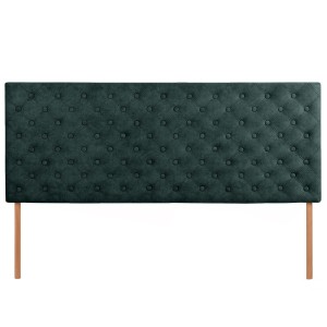 Wezgłowie tapicerowane do łóżka 160 x 60 cm w kolorze ciemnozielonym z nóżkami – pikowane wezgłowie z guzikami, z tkaniny welurowej 