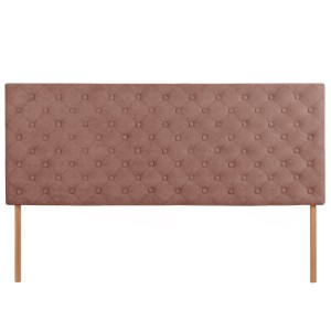 Wezgłowie tapicerowane do łóżka 160 x 60 cm w kolorze ciemnoróżowym z nóżkami – pikowane wezgłowie z guzikami, z tkaniny welurowej  