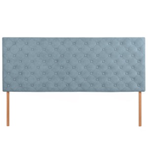 Wezgłowie tapicerowane do łóżka 160 x 60 cm w kolorze niebieskim z nóżkami – pikowane wezgłowie z guzikami, z tkaniny welurowej