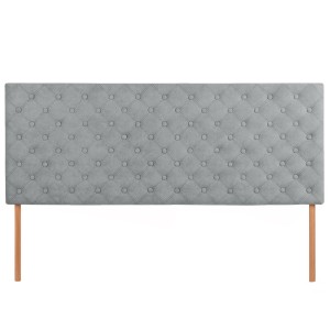 Wezgłowie tapicerowane do łóżka 160 x 60 cm w kolorze szarym z nóżkami – pikowane wezgłowie z guzikami, z tkaniny welurowej
