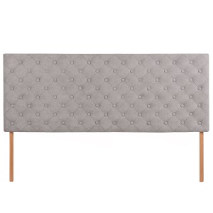 Wezgłowie tapicerowane do łóżka 160 x 60 cm w kolorze jasnoszarym z nóżkami – pikowane wezgłowie z guzikami, z tkaniny welurowej 