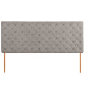 Wezgłowie tapicerowane do łóżka 160 x 60 cm w kolorze jasnoszarym z nóżkami – pikowane wezgłowie z guzikami, z tkaniny welurowej 