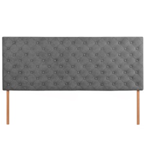 Wezgłowie tapicerowane do łóżka 160 x 60 cm w kolorze ciemnoszarym z nóżkami – pikowane wezgłowie z guzikami, z tkaniny welurowej  
