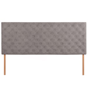 Wezgłowie tapicerowane do łóżka 160 x 60 cm w kolorze szarym z nóżkami – pikowane wezgłowie z guzikami, z tkaniny welurowej