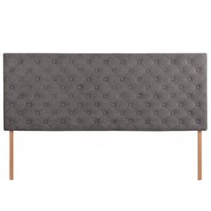 Wezgłowie tapicerowane do łóżka 160 x 60 cm w kolorze szarym z nóżkami – pikowane wezgłowie z guzikami, z tkaniny welurowej 