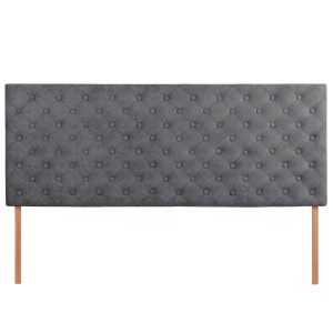 Wezgłowie tapicerowane do łóżka 160 x 60 cm w kolorze szarym z nóżkami – pikowane wezgłowie z guzikami, z tkaniny welurowej