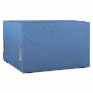 Moduł: tapicerowane siedzisko 70 LEON w kolorze niebieskim z metalowymi łącznikami – segment do zestawu mebli modułowych 