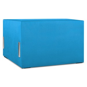 Moduł: tapicerowane siedzisko 70 LEON w kolorze lazurowym z metalowymi łącznikami – segment do zestawu mebli modułowych