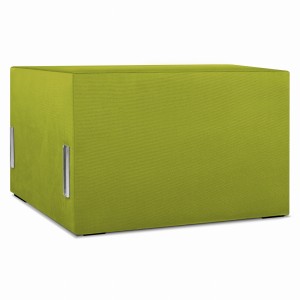 Moduł: tapicerowane siedzisko 70 LEON w kolorze limonkowym z metalowymi łącznikami – segment do zestawu mebli modułowych 