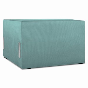 Moduł: tapicerowane siedzisko 70 LEON w kolorze morskim z metalowymi łącznikami – segment do zestawu mebli modułowych 