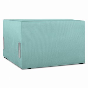 Moduł: tapicerowane siedzisko 70 LEON w kolorze miętowym z metalowymi łącznikami – segment do zestawu mebli modułowych 