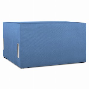 Moduł: tapicerowane siedzisko 80 LEON w kolorze niebieskim z metalowymi łącznikami – segment do zestawu mebli modułowych 