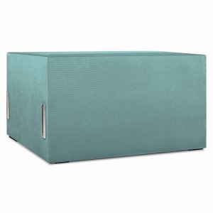 Moduł: tapicerowane siedzisko 80 LEON w kolorze morskim z metalowymi łącznikami – segment do zestawu mebli modułowych 