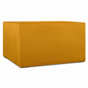 Moduł: tapicerowana pufa LEON w kolorze miodowym z metalowymi łącznikami – segment do zestawu mebli modułowych 