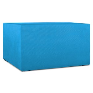 Moduł: tapicerowana pufa LEON w kolorze lazurowym z metalowymi łącznikami – segment do zestawu mebli modułowych 