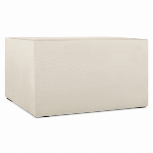 Moduł: tapicerowana pufa LEON w kolorze kremowym z metalowymi łącznikami – segment do zestawu mebli modułowych