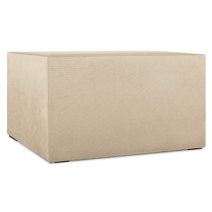 Moduł: tapicerowana pufa LEON w kolorze beżowym z metalowymi łącznikami – segment do zestawu mebli modułowych 