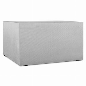 Moduł: tapicerowana pufa LEON w kolorze jasnoszarym z metalowymi łącznikami – segment do zestawu mebli modułowych