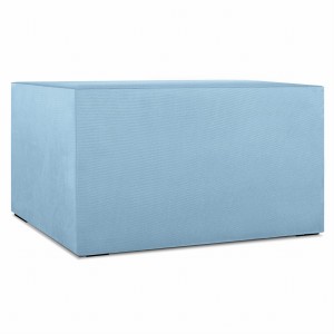 Moduł: tapicerowana otomana LEON w kolorze jasnoniebieskim z łącznikami – segment do zestawu mebli modułowych