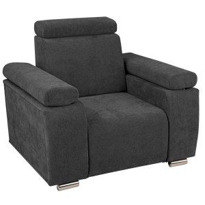 Fotel z regulowanym zagłówkiem i podłokietnikami MILAN w kolorze grafitowym 