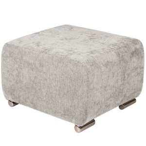 Pufa MILAN w kolorze szarym ze srebrnymi nóżkami z wytrzymałej tkaniny typu plecionka 