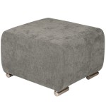 Pufa MILAN w kolorze szarym ze srebrnymi nóżkami z wytrzymałej tkaniny typu plecionka