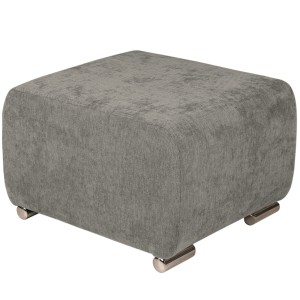 Pufa MILAN w kolorze szarym ze srebrnymi nóżkami z wytrzymałej tkaniny typu plecionka