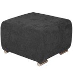 Pufa MILAN w kolorze grafitowym ze srebrnymi nóżkami z wytrzymałej tkaniny typu plecionka