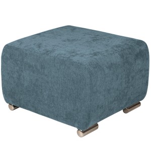 Pufa MILAN w kolorze niebieskim ze srebrnymi nóżkami z wytrzymałej tkaniny typu plecionka 