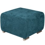 Pufa MILAN w kolorze morskim ze srebrnymi nóżkami z wytrzymałej tkaniny typu plecionka