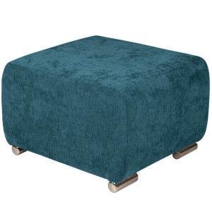 Pufa MILAN w kolorze morskim ze srebrnymi nóżkami z wytrzymałej tkaniny typu plecionka