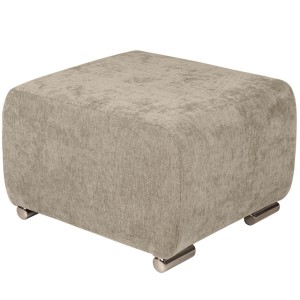 Pufa MILAN w kolorze beżowym ze srebrnymi nóżkami z wytrzymałej tkaniny typu plecionka 