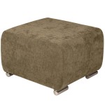 Pufa MILAN w kolorze brązowym ze srebrnymi nóżkami z wytrzymałej tkaniny typu plecionka 