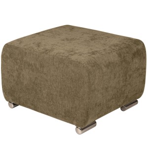 Pufa MILAN w kolorze brązowym ze srebrnymi nóżkami z wytrzymałej tkaniny typu plecionka 